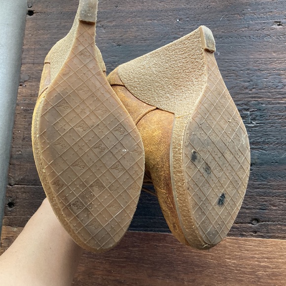 Enzo Anglioni Wedge High Heels Eaflory Rubber Booties Ankle Boots Camel Suede - Picture 4 of 10